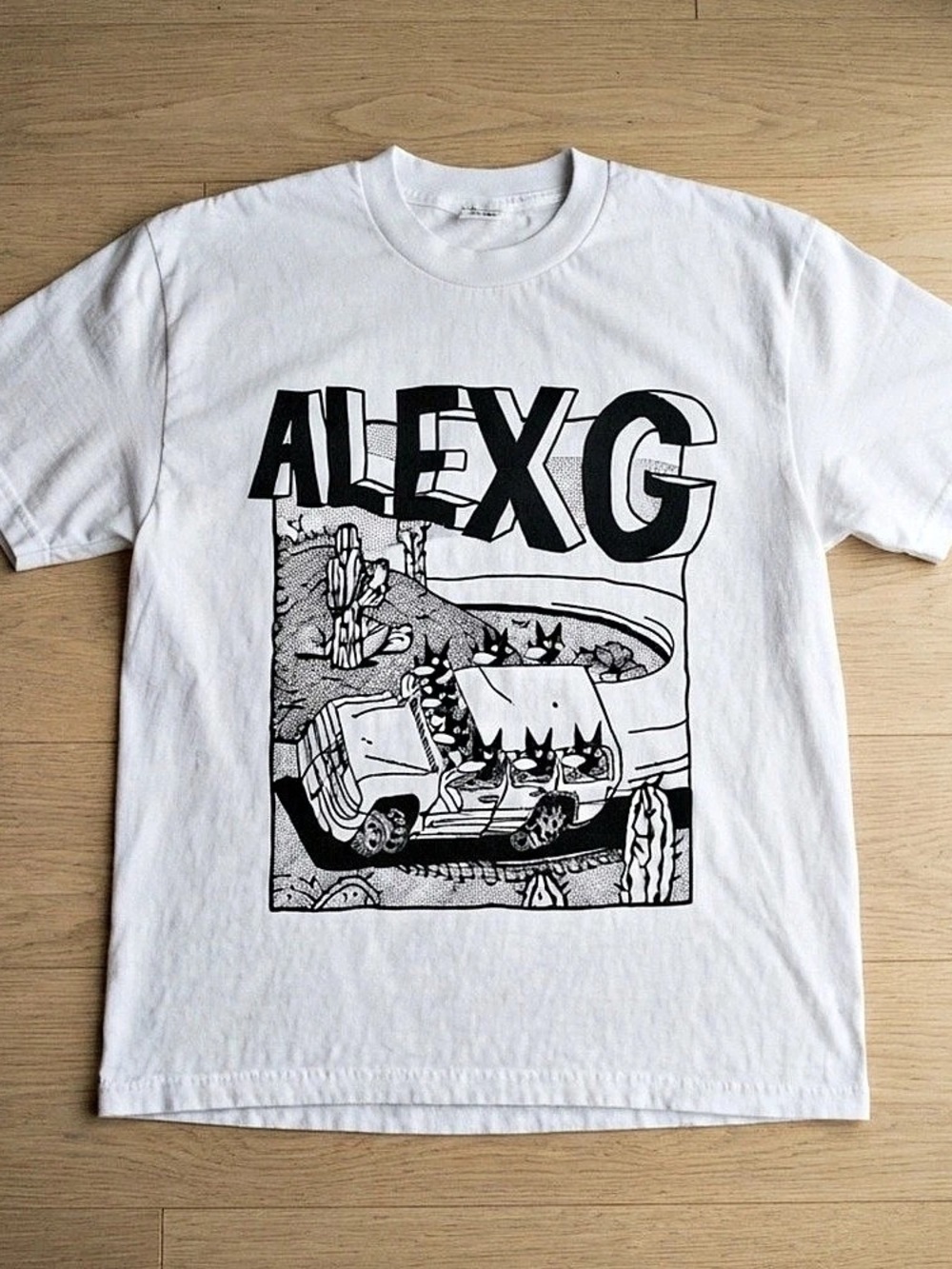 White t-shirt Gildan graphic Alex G Desert Truck